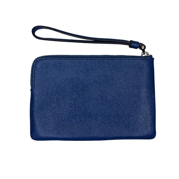 Coach Navy Pebble Leather Wristlet Clutch - Picture 3 of 5